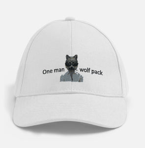 "One man wolf pack" baseball cap (WHITE only)