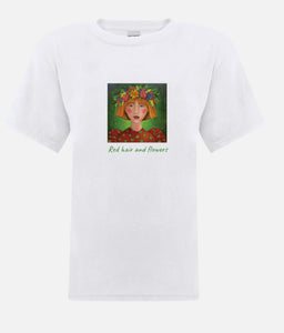 "Red hair and flowers" T-Shirts for kids