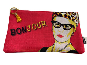 "Bon Jour" Lined clutch bag