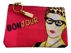 "Bon Jour" Lined cosmetic bag