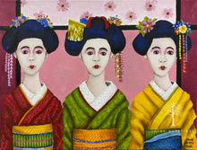 Load image into Gallery viewer, &quot;Three Kimonos&quot;  Framed mini art print