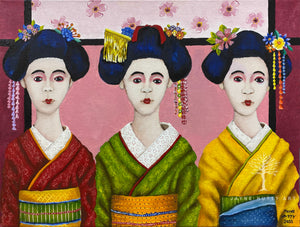 "Three Kimonos"  Framed mini art print