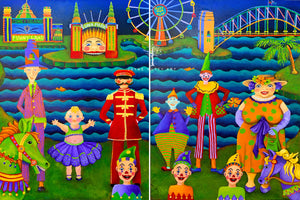 "Having fun in 21 - Luna Park" Original diptych painting