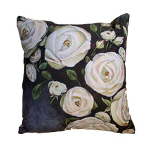 Load image into Gallery viewer, &quot;Iceberg Roses&quot; polyester twill throw cushion with insert