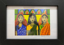 Load image into Gallery viewer, &quot;Three Saris&quot;  Framed mini art print