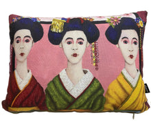 Load image into Gallery viewer, &quot;Three Kimonos&quot; polyester twill rectangular throw cushion with insert