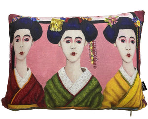 "Three Kimonos" polyester twill rectangular throw cushion with insert