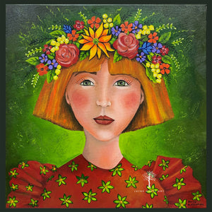 "Red hair and flowers" Original painting