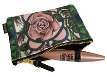 Load image into Gallery viewer, &quot;Pink Roses&quot; Lined cosmetic bag