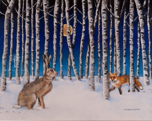 "The Fox and the Hare" Original oil painting