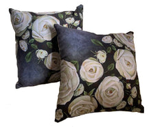 Load image into Gallery viewer, &quot;Iceberg Roses&quot; polyester twill throw cushion with insert